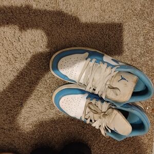 Air Jordan Low Top Sneakers in White and University Blue